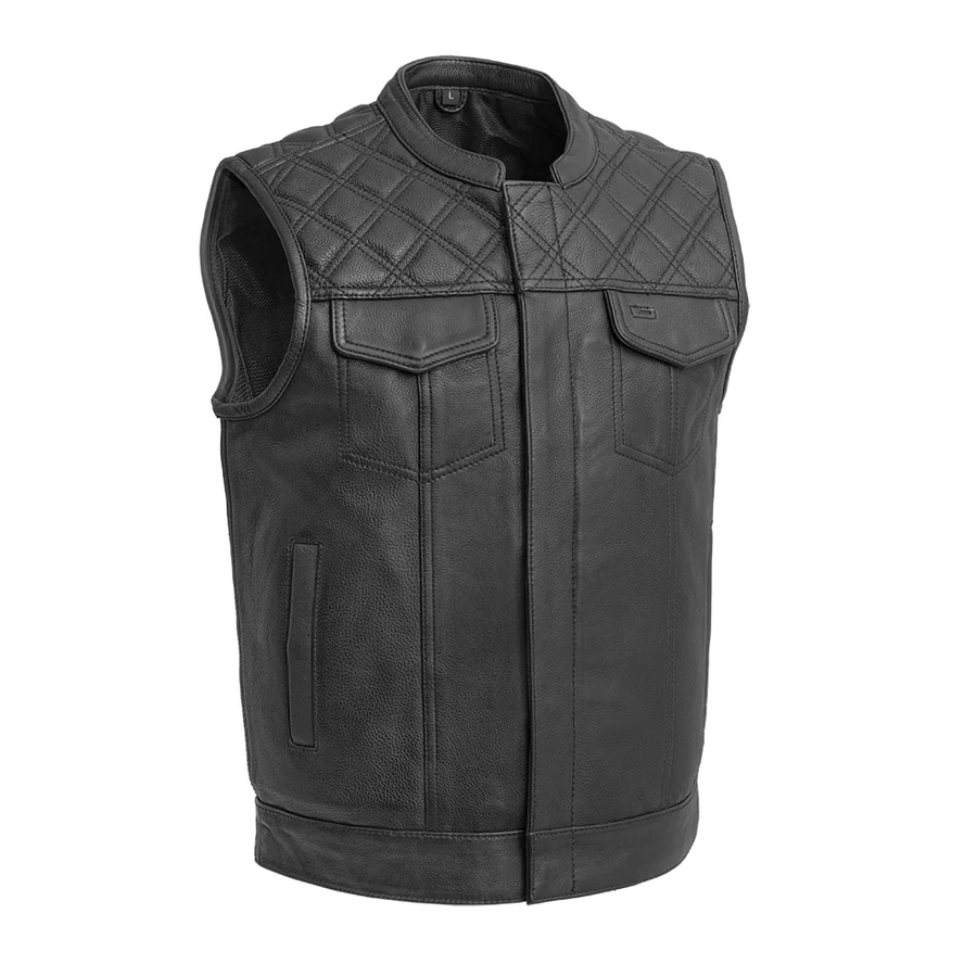 Succinct Men's Club Style Leather Vest (Black)