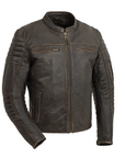 Danger Men's Motorcycle Leather Jacket - Brown