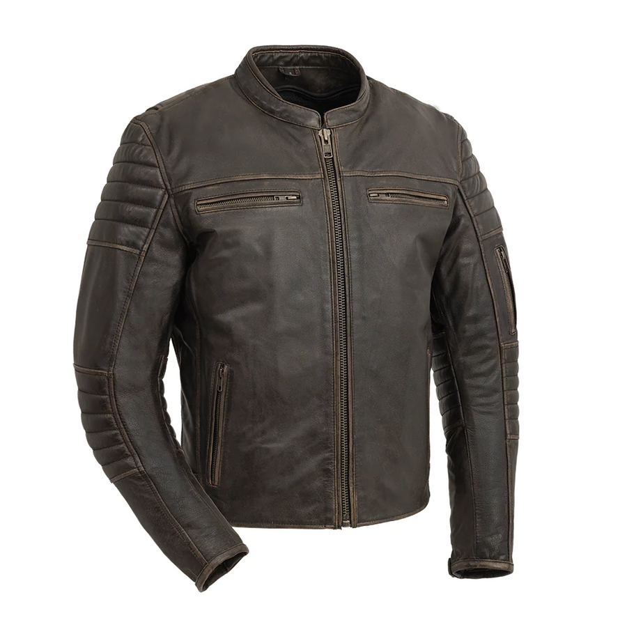 Danger Men's Motorcycle Leather Jacket - Brown