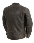 Danger Men's Motorcycle Leather Jacket - Brown