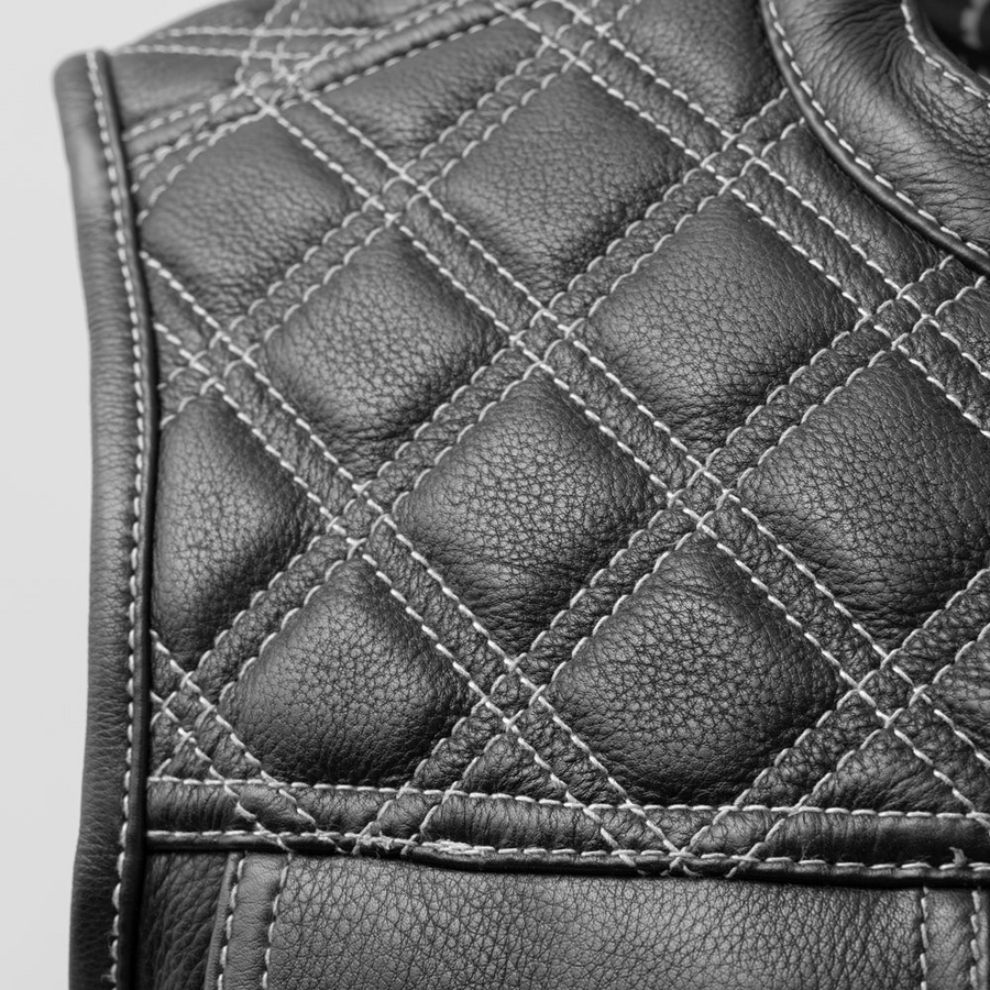 Succinct Men's Club Style Leather Vest (Black/White)