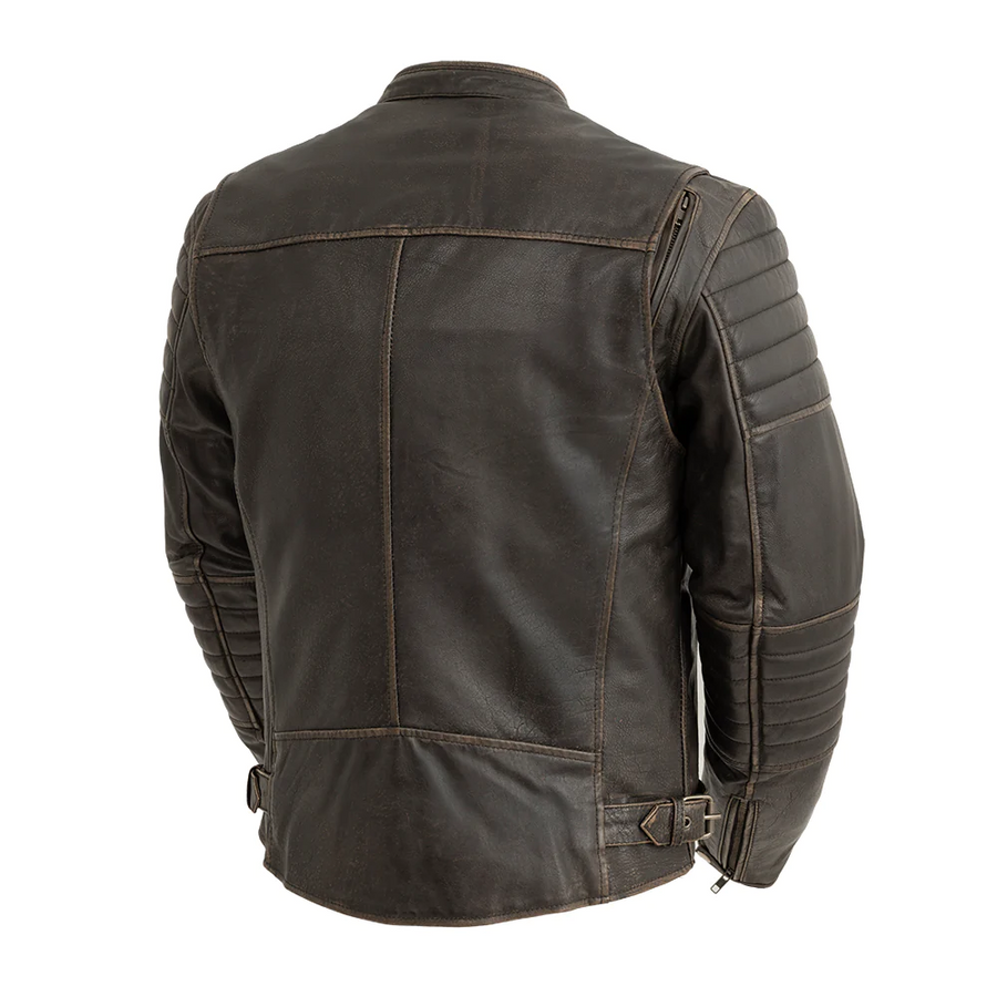 Danger Men's Motorcycle Leather Jacket - Brown