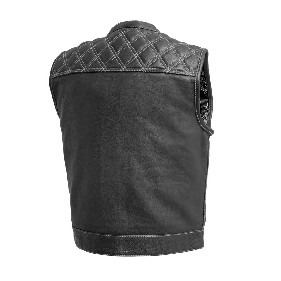 Succinct Men's Club Style Leather Vest (Black/White)