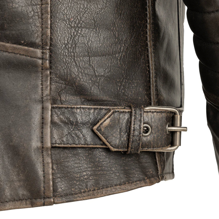 Danger Men's Motorcycle Leather Jacket - Brown