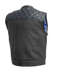 Succinct Men's Club Style Leather Vest (Black/Blue)