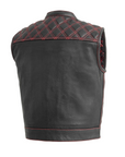 Succinct Men's Club Style Leather Vest (Black/Red)