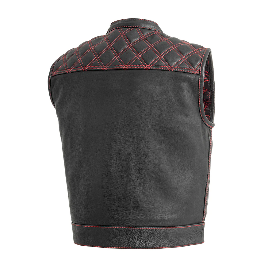 Succinct Men's Club Style Leather Vest (Black/Red)