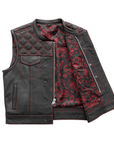 Succinct Men's Club Style Leather Vest (Black/Red)