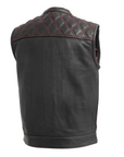 Extend Men's Motorcycle Leather Vest - Black/Red