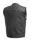 Extend Men's Motorcycle Leather Vest - Black/White