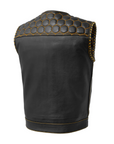 Blaze Men's Club Style Leather Vest - Gold